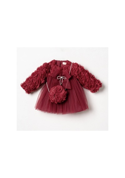 Cocosiss Rose Çantalı Dress Bordo