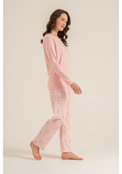 Pierre Cardin Most Wonderful Time Of The Year Kadın Pembe Uzun Kol Pijama Takım Pc9269-s-v2 Pc9269-s-v2