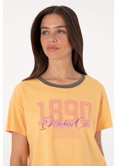 U.S. Polo Assn. Kadın Turuncu Bisiklet Yaka Tişört 50299732-VR202