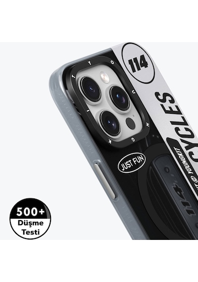 Apple Uyumlu iPhone 15 Pro Max Kılıf Magsafe Şarj Özellikli Youngkit Motorcycle Legend Serisi Kapak Siyah Siyah