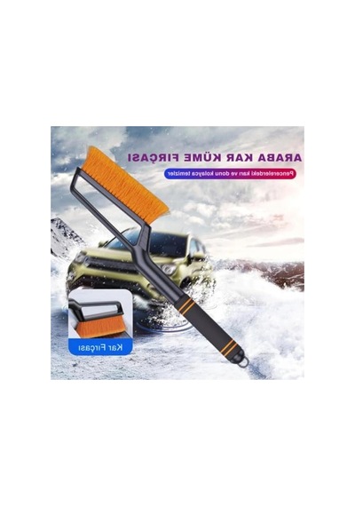Uzun 82cm Araç Kar Fırçası Ve Buz Kazıyıcı - Kolay Kullanım Açık Sarı - Altın