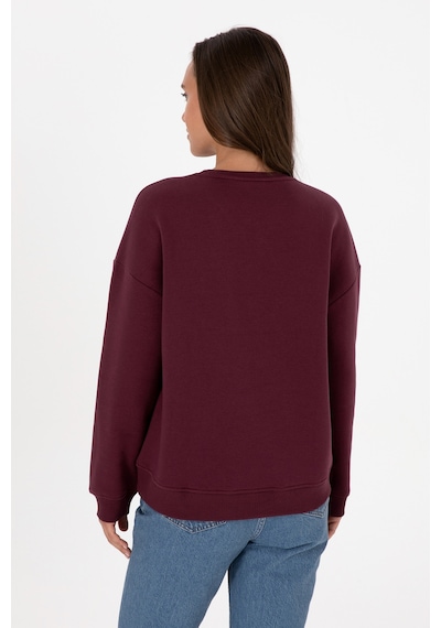 U.S. Polo Assn. Kadın Bordo Şardonlu Bisiklet Yaka Basic Sweatshırt 50313586-VR177