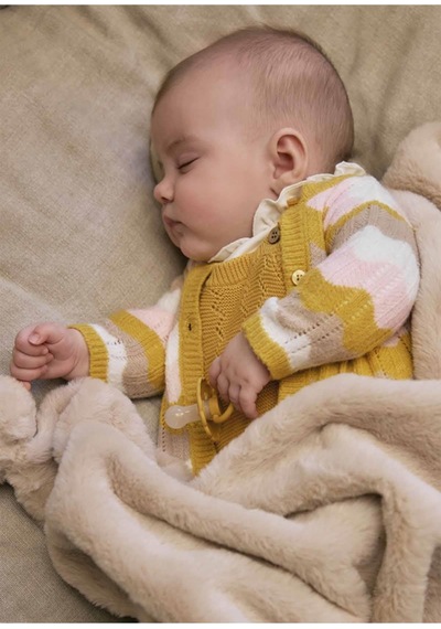 Mayoral Kışlık Kız Bebek Triko 3lü Set Salopet Hırkalı Takım - Hardal