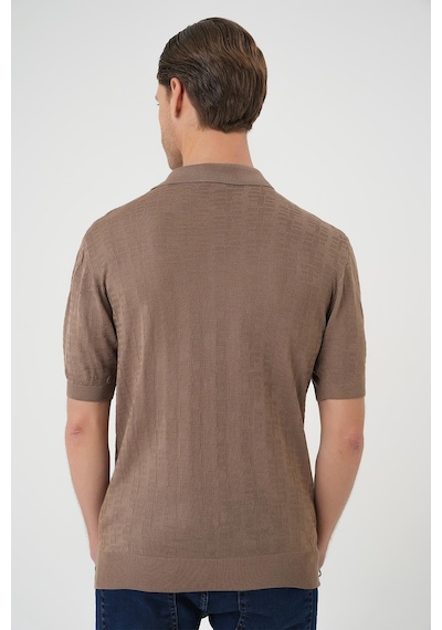 Efor Comfort Fit Polo Yaka Pamuklu Kısa Kol Casual Vizon Triko Tişört Tr 880 Vizon