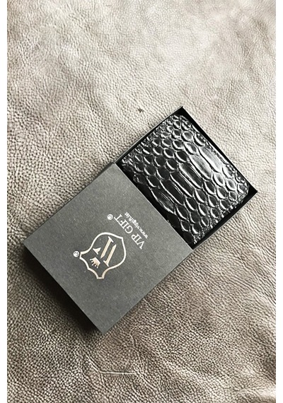 Vip Gift Erkek Siyah Hakiki Deri Desenli Cüzdan Kartlık Çok Renkli