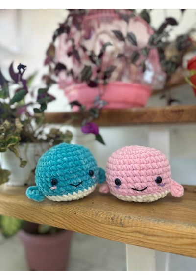 Amigurumi Kadife Pembe Yavru Balina Oyuncak