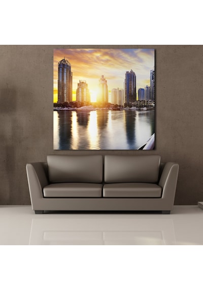 Dünyanın Ünlü Şehirleri Evleri Kanvas Tablo 100x100cm