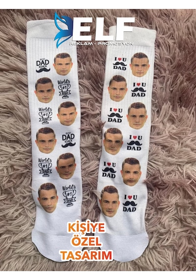 Elf Reklam Kişiye Özel Çorap Baskılıdır Beyaz