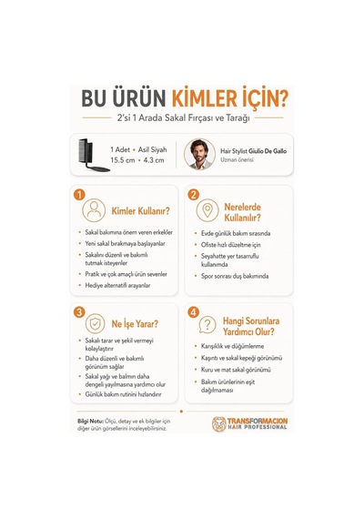 Transformacion Sakal Bıyık Tarama Fırçası Sakal Tarağı, 721414