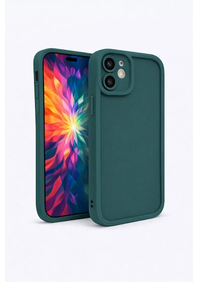 Apple Uyumlu iPhone 12 Mini Kamera Çıkıntılı Mat Silikon Telefon Kılıfı Yeşil