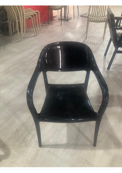Siyah Parlak Renk Bahçe Plastik Sandalye 4 Adet Paket