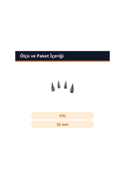 Trobus Alüminyum Sibop Kapağı Sivri Tip 4'lü 32 Mm Krom