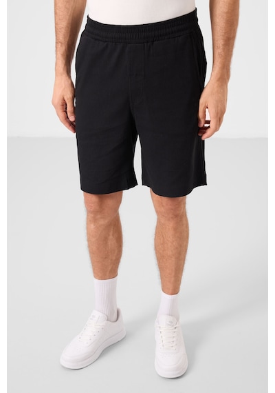 Tommylife Siyah Standart Fit Dokuma Hafif Esnek Chino Erkek Şort - 81289 Siyah