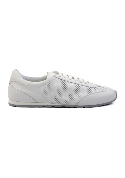 Bambi Beyaz Kırışık Hakiki Deri Erkek Sneaker E01083017103 Beyaz