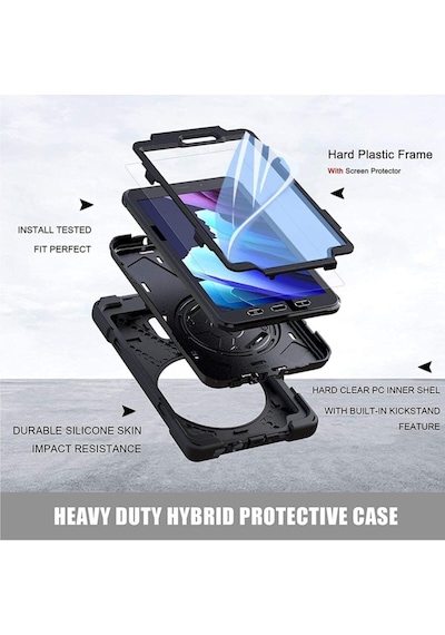 Samsung Galaxy Uyumlu Tab Active 3 T577 Tablet Kılıfı Defender Askılı Tank Zırh Silikon Yüksek Koruma Kılıf