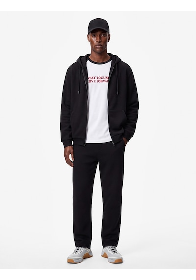 Koton Cepli Şardonlu Oversize Kapşonlu Fermuarlı Spor Sweatshirt Siyah 7wam70023nk