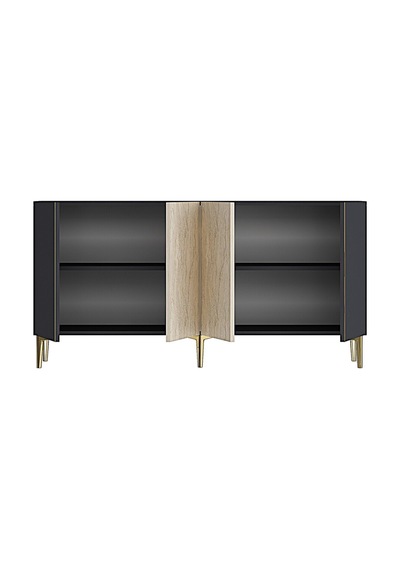Ka1524atg Poli Konsol Ve Tv Sehpası Antrasit-traverten-gold 150cm