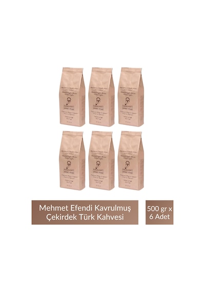 Mehmet Efendi Kavrulmuş Çekirdek Türk Kahve 500 Gr X 6 Adet Çekirdek Kahve