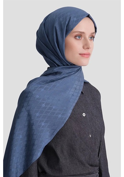 Armine Elegance Pamuk - İpek Şal P3001 İndigo Mavi