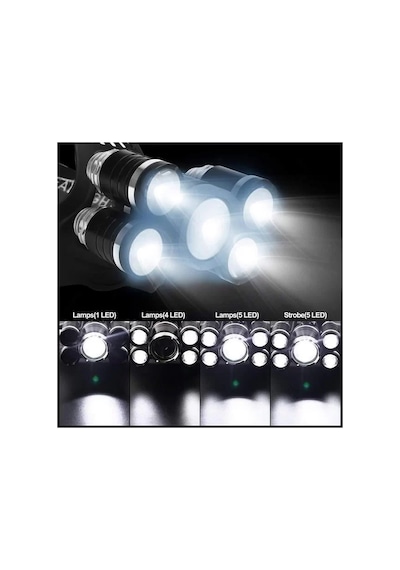 Sh Powermaster Mx-501 5 Power Ledli Su Geçirmez 18650 Pilli Şarj Edilebilir Kafa Feneri Najmaddin Diğer