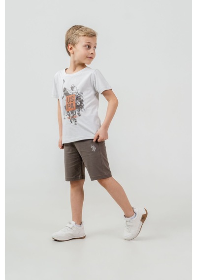U.s. Polo Assn Kids U.s Polo Assn Erkek Çocuk Kahverengi Bermuda Takım Us2472-c-v2 Vizon