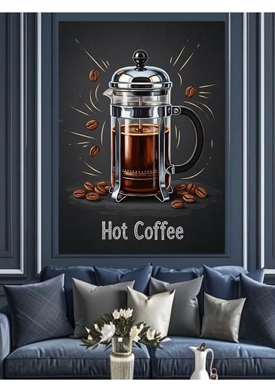Ahşap Tablo French Press Kahve Demleme