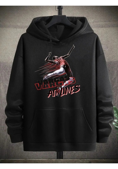 Startmore Beyaz Vargas Baskılı Oversize Kapuşonlu Unisex Sweatshirt Bsgvargas Siyah