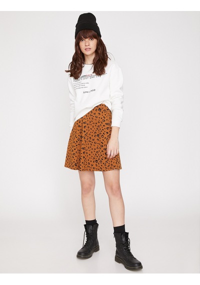 Koton Leopar Desenli Etek Kahverengi Desenli 9yal78046ık