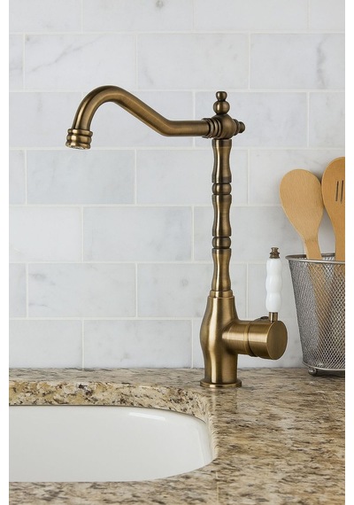 Rena Design Rustik Antik Eskitme Gold Mutfak Evye Bataryasi Otantik Osmanli Prinç Gövde Vintage Tasarim Altin Eskitme Antik