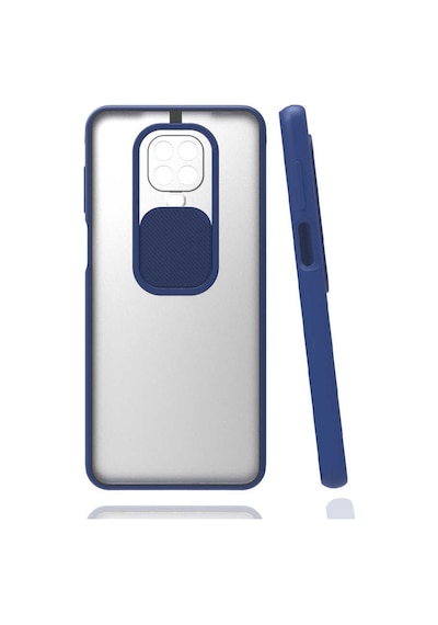 Kilifone - Xiaomi Uyumlu Redmi Note 9s - Kılıf Slayt Sürgülü Arkası Buzlu Lensi Kapak - Lacivert