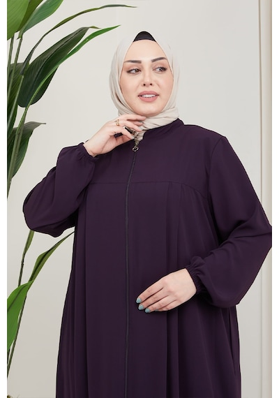 İbrahim Burak Etiler Collection Medine İpeği Tesettür Pile Detaylı Ferace Mdc-0165 Mürdüm