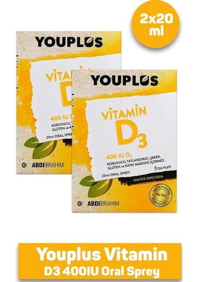 Youplus Vitamin D3 400ıu Oral Sprey 20 Ml 2 Adet