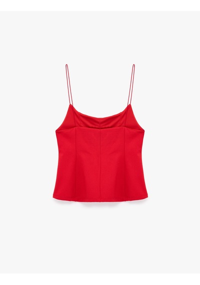 Koton Dikiş Detaylı Viskon Kolsuz Slim Fit Peplum Askılı Bluz Kırmızı 6sal30147ık
