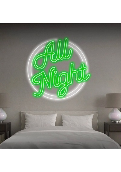 All Night Yazılı Neon Tabela Yeşil