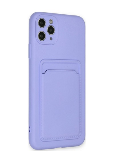 Apple Uyumlu iPhone 11 Pro Max Uyumlu Kılıf Kelvin Kartvizitli Silikon - Lila