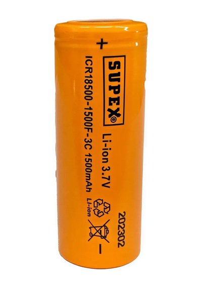 Supex Icr18500-1500f-3c 3.7v 1500mah Li-ion Düz Kafa Pil