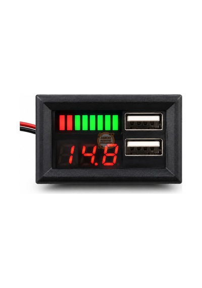 Akü Göstergesi 12 V Voltmetreli Çift Usb Soketli Kapasite Ekranı