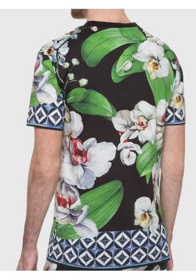 Dolce & Gabbana Flower Print T-shirt Siyah - Yeşil