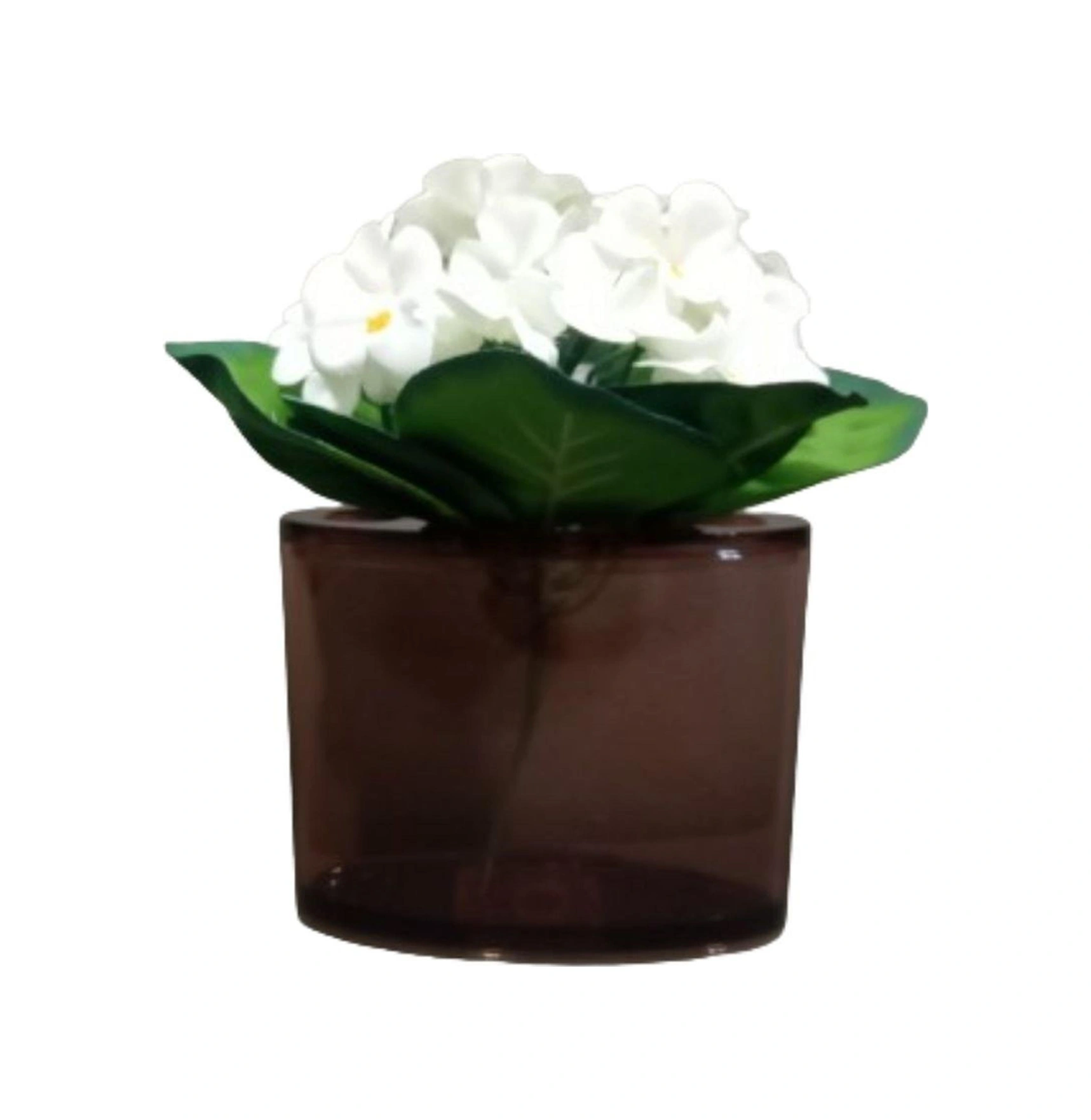 2 Adet Vazo Dahil,vazoda Çiçek,beyaz Yapay Çiçek,vazo Dekoratif Oval Kahverengi 13x5x15cm Çok Renkli