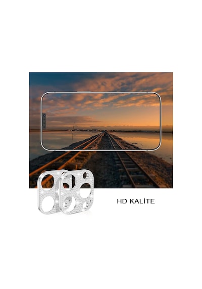 Ally Apple Uyumlu iPhone 12 Mini Arka Kamera Taş İşlemeli Lens Koruyucu Rose