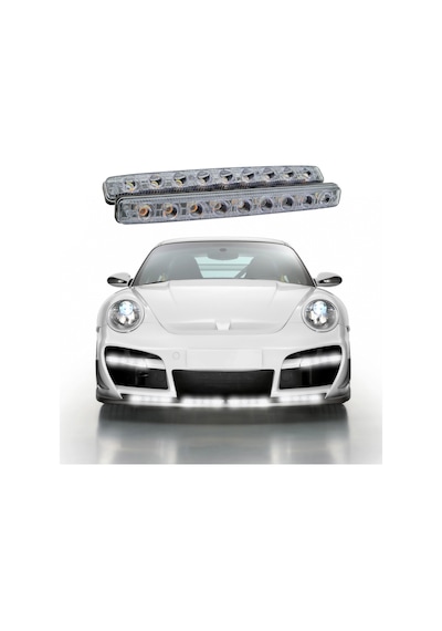 Mega Oto Market 12v 9 Ledli 36w Beyaz Gündüz Ledi - Sarı Sinyalli Ip4 Metal Kasa