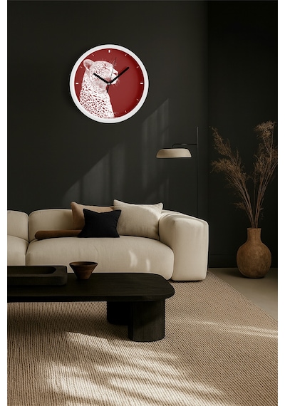Asil Leopar Tasarım Modern Duvar Saati - 25cm - Önü Camlı Beyaz Kasa - Sessiz Mekanizma-jh0687 Beyaz