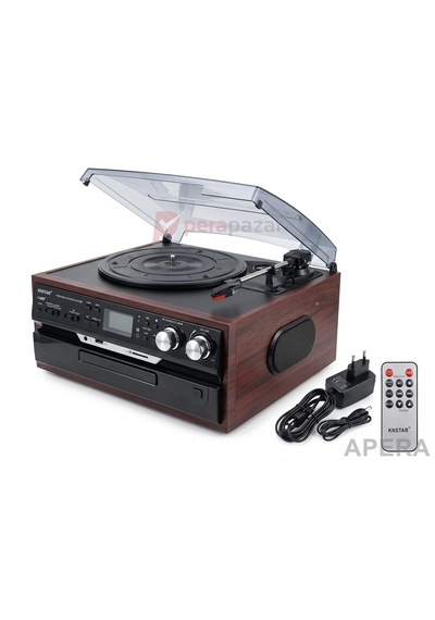 Nostaljik Ahşap Pikap Bluetooth Cd Ve Radyolu Adaptörle Çalışır Tüm Plaklara Uyumlu Müzik Seti Kn-140 Ahşap Kahverengi