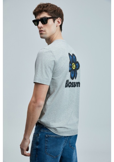 Lufian Erkek Peace Modern Grafik T-shirt 111020246 Gri Gri