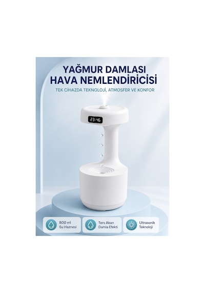 Astraltech Anti Yerçekimi Su Damlası Hava Nemlendirici 800 Ml Ultrasonik Aroma Difüzör