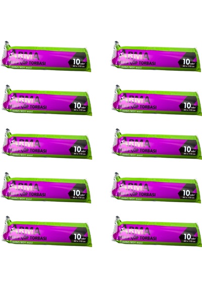Arma Jumbo Boy 90 Lt. Mavi Çöp Torbası Poşeti - 80 X 110 Cm / 10 Adetlik 10 Rulo