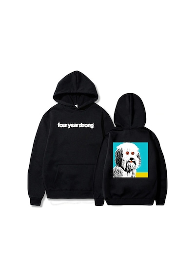 Tarzsokak Siyah Unisex Hip Hop Streetwear Dört Yıl Güçlü Rahat Lar Kapüşonlu Köpe