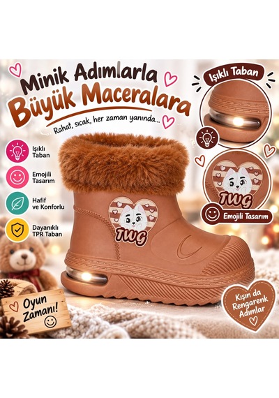 Look Life Su Geçirmez Çocuk Yağmur Botu 525 Kahverengi