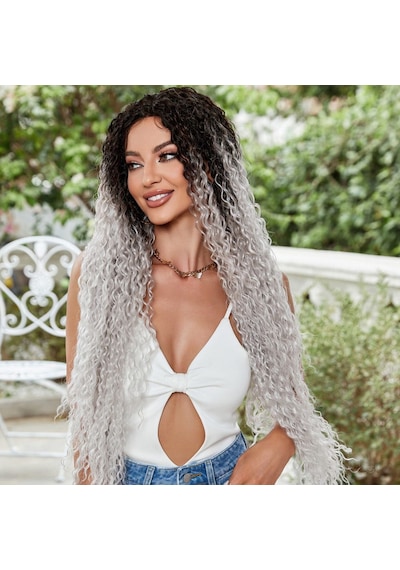 Afro Daa Fiber Sen Tül Peruk / Siyah / Gri Ombreli - Dıgc-874591 Karışık - Çok Renkli