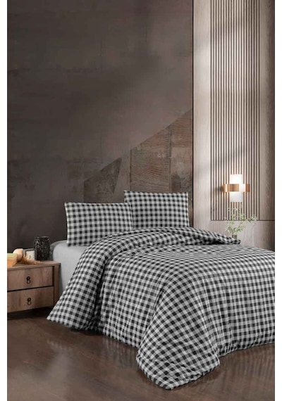 Menderes Home Cotton Collection Flanel R Tek Kişilik Nevresim Takımı Mongar Siyah